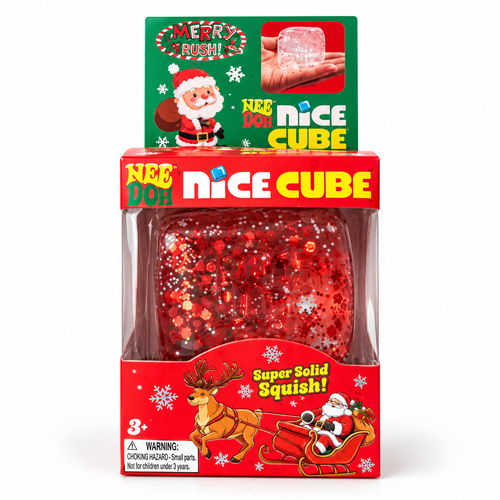 Nee Doh Nice Cube — Christmas Red Glitter